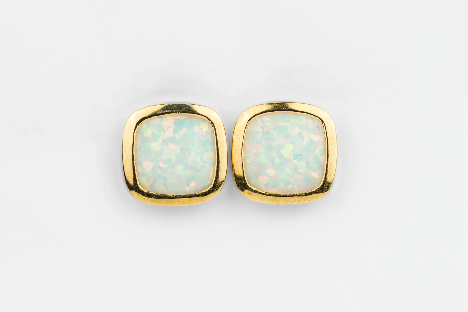Opal Stud Contemporary Earrings in 9ct Yellow Gold