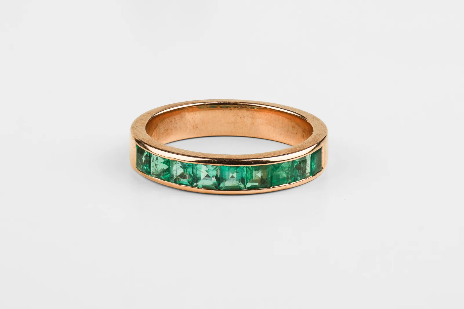 Emerald Half Eternity Ring in 9ct Rose Gold