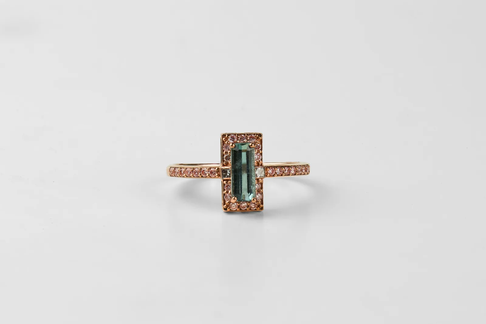 Tourmaline Halo Ring in 9ct Rose Gold