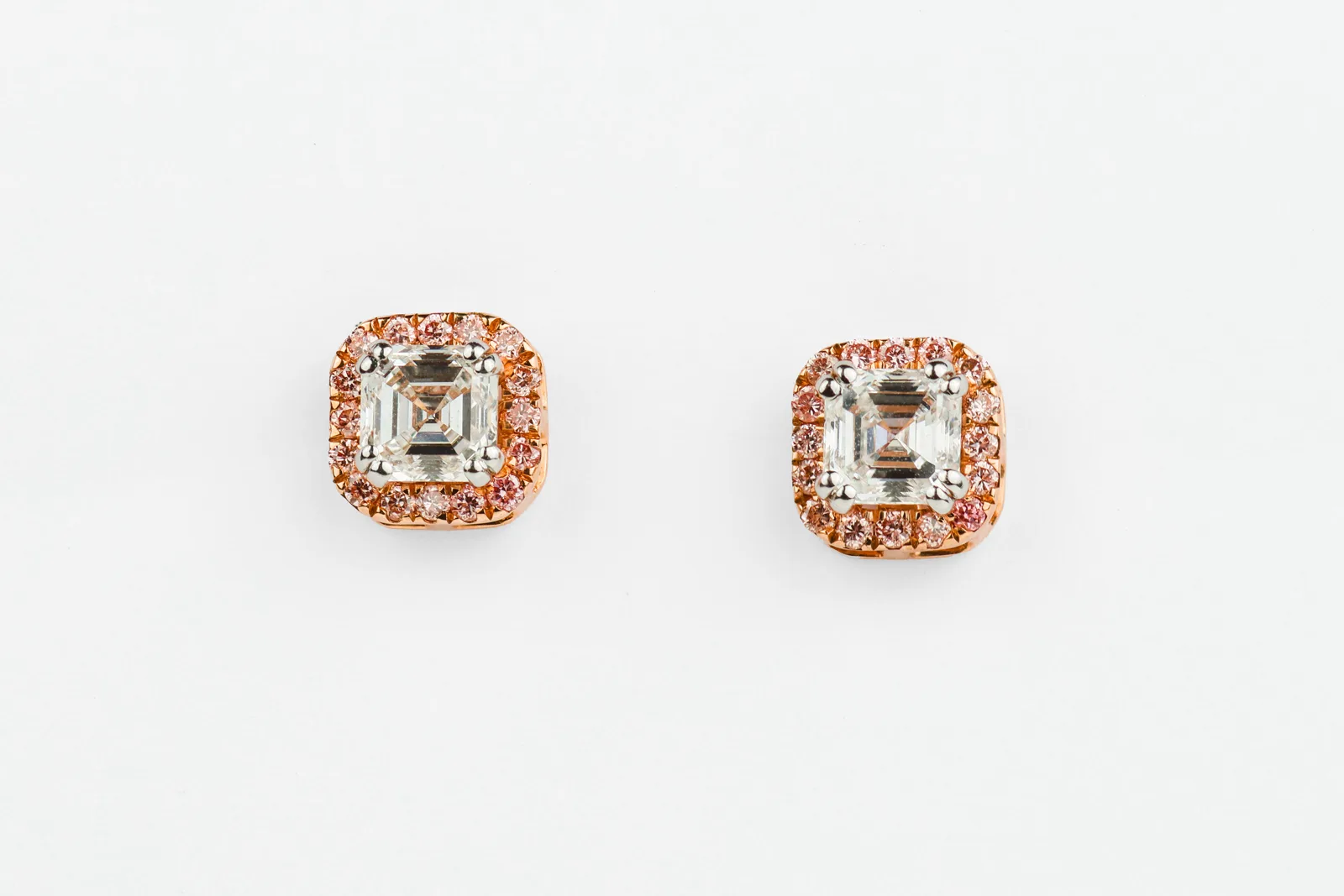 Diamond Stud Halo Earrings in 9ct Rose Gold