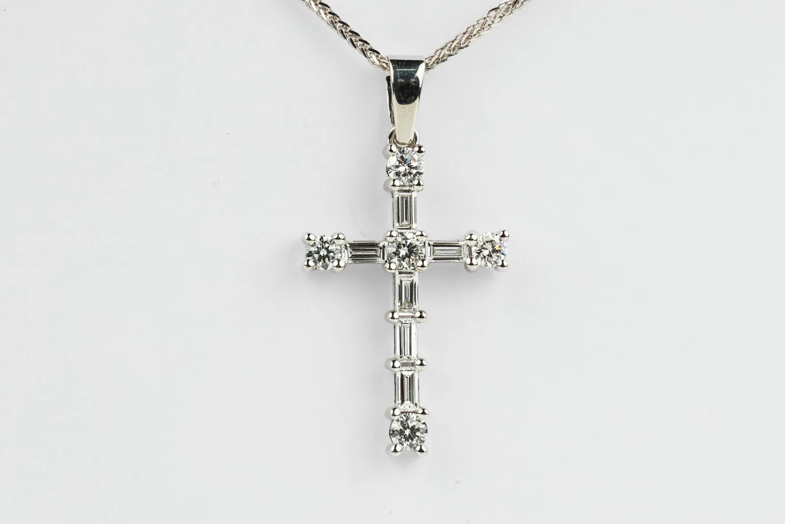 Lab diamond Cross Pendant in 9ct White Gold