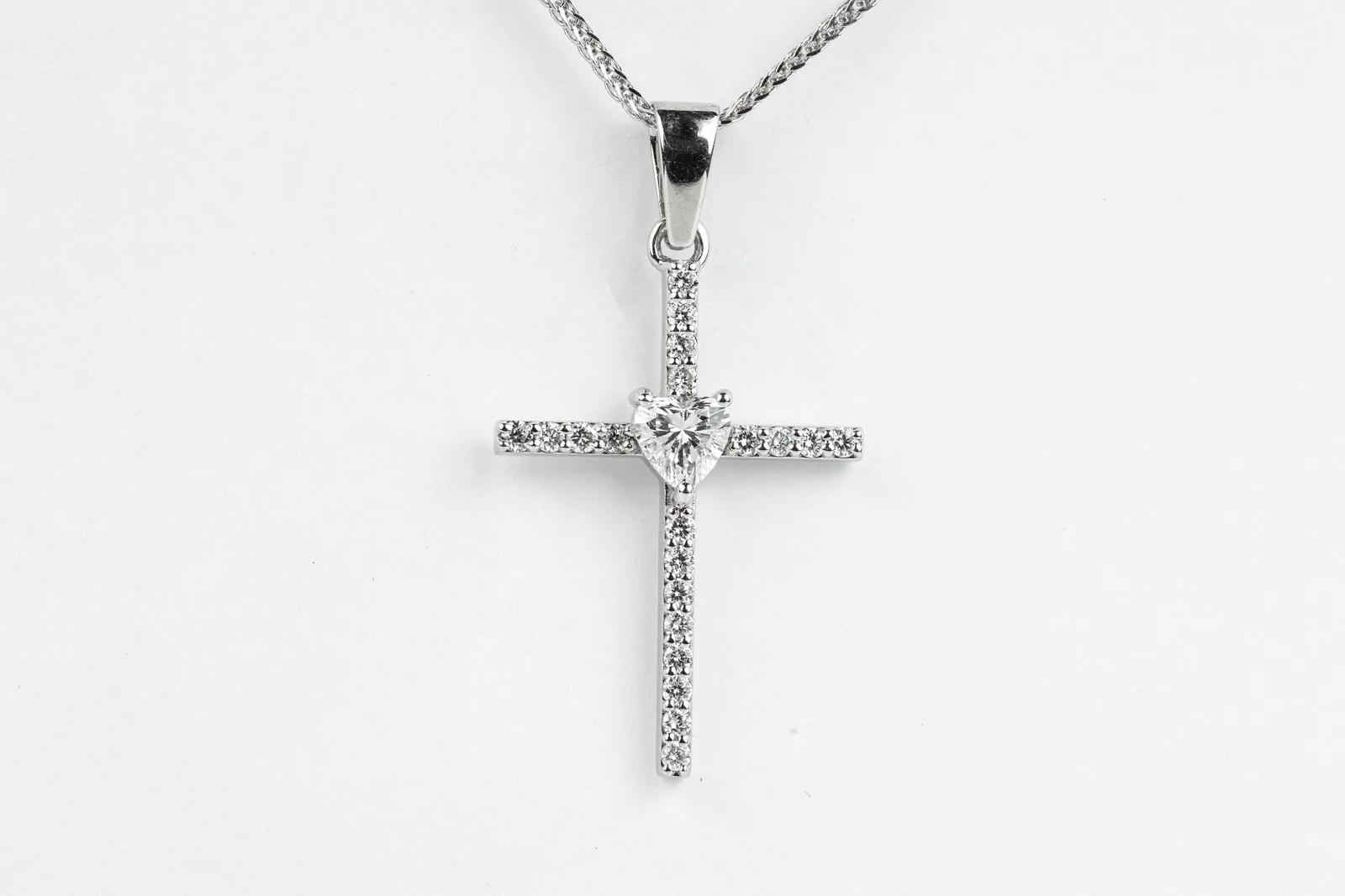 Lab Diamond Cross Pendant in 9ct White Gold