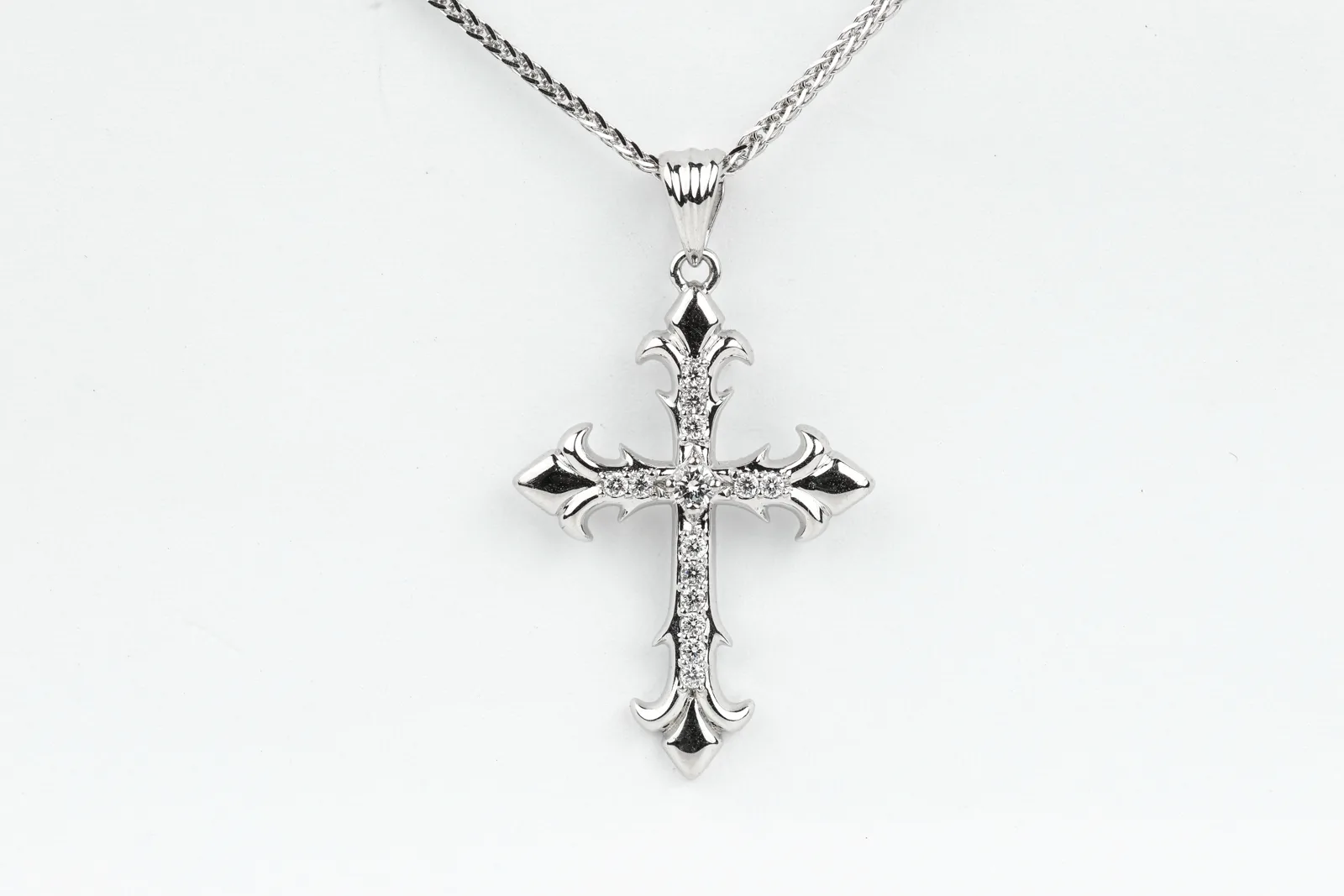 Lab Diamond Cross Pendant in 9ct White Gold
