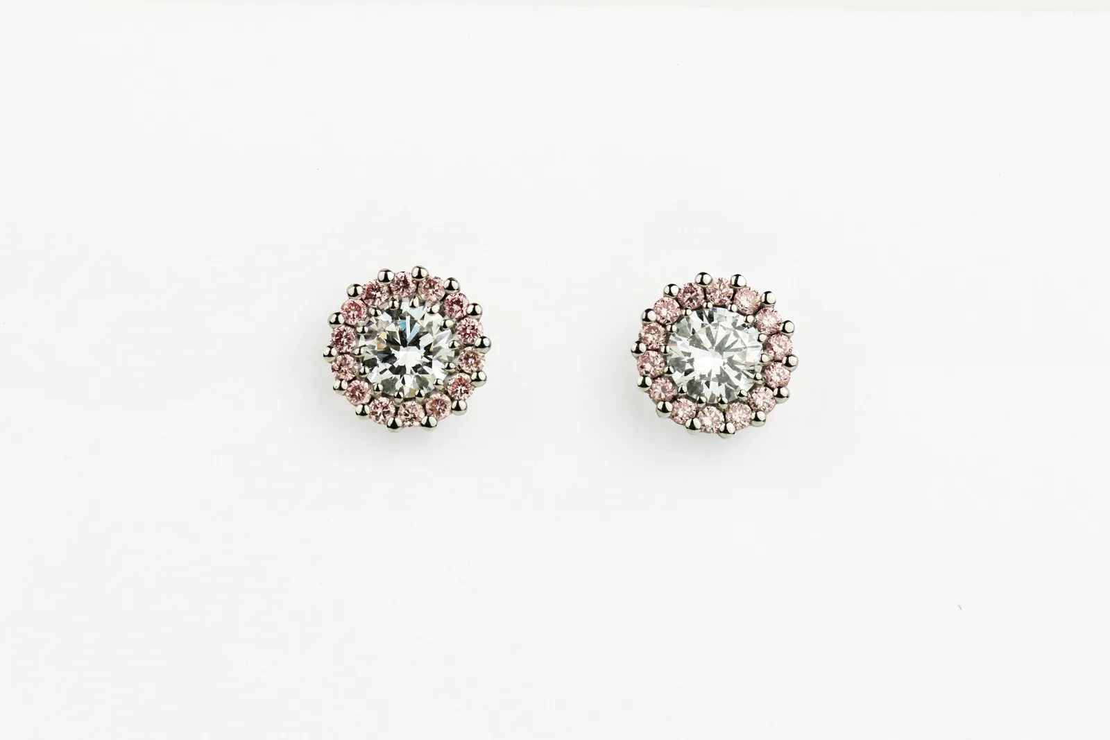 Diamond Stud Halo Earrings in Platinum