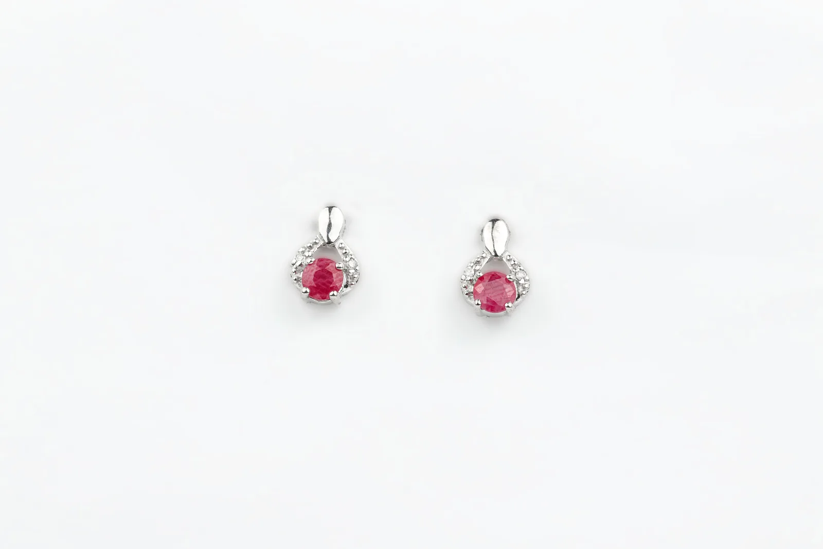 Ruby Stud Contemporary Earrings in 9ct White Gold