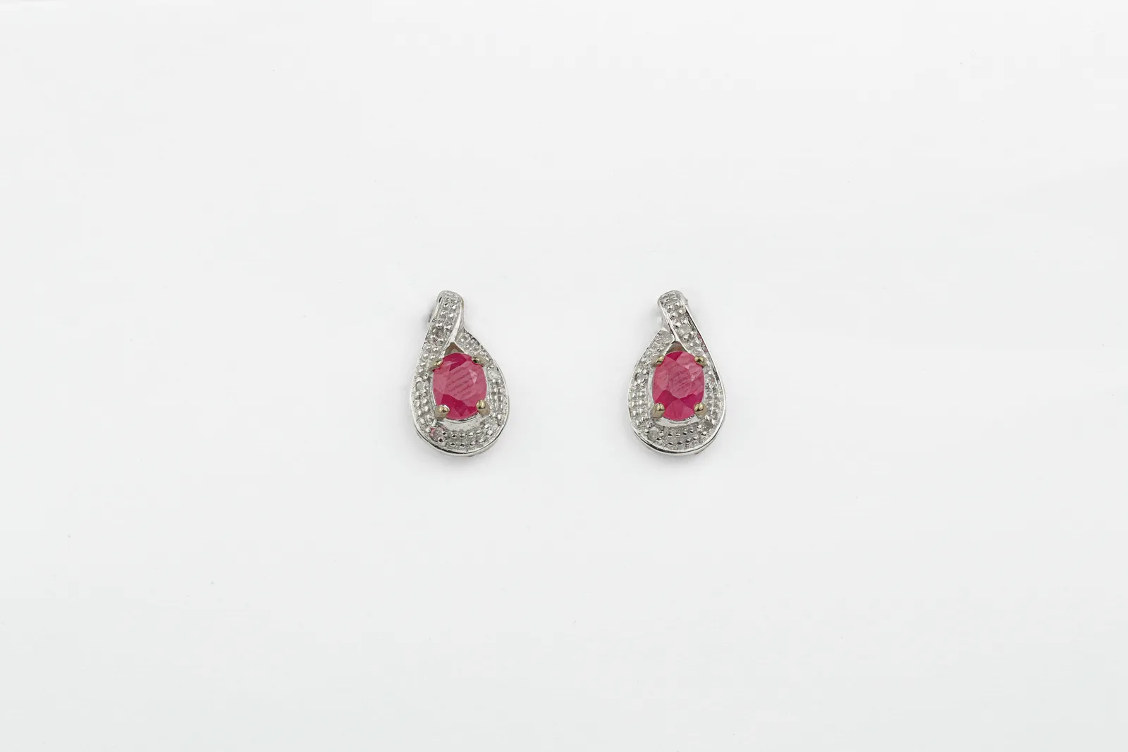 Ruby Stud Halo Earrings in 9ct Yellow Gold