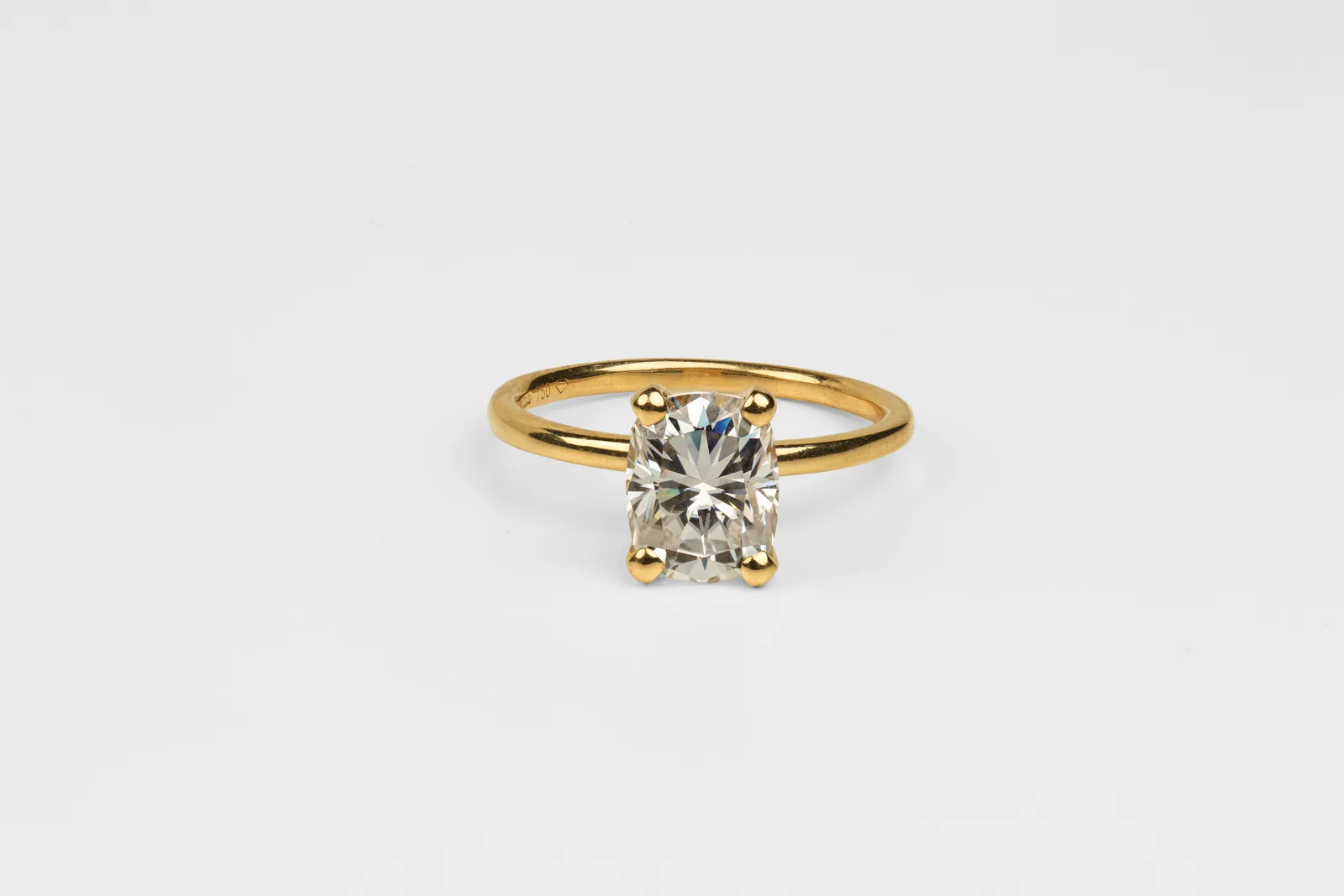 Moissanite Solitaire Ring in 18ct Yellow Gold
