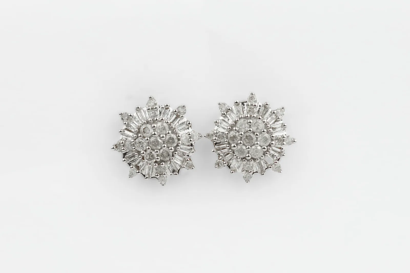 Diamond Stud Cluster Earrings in 9ct Yellow Gold