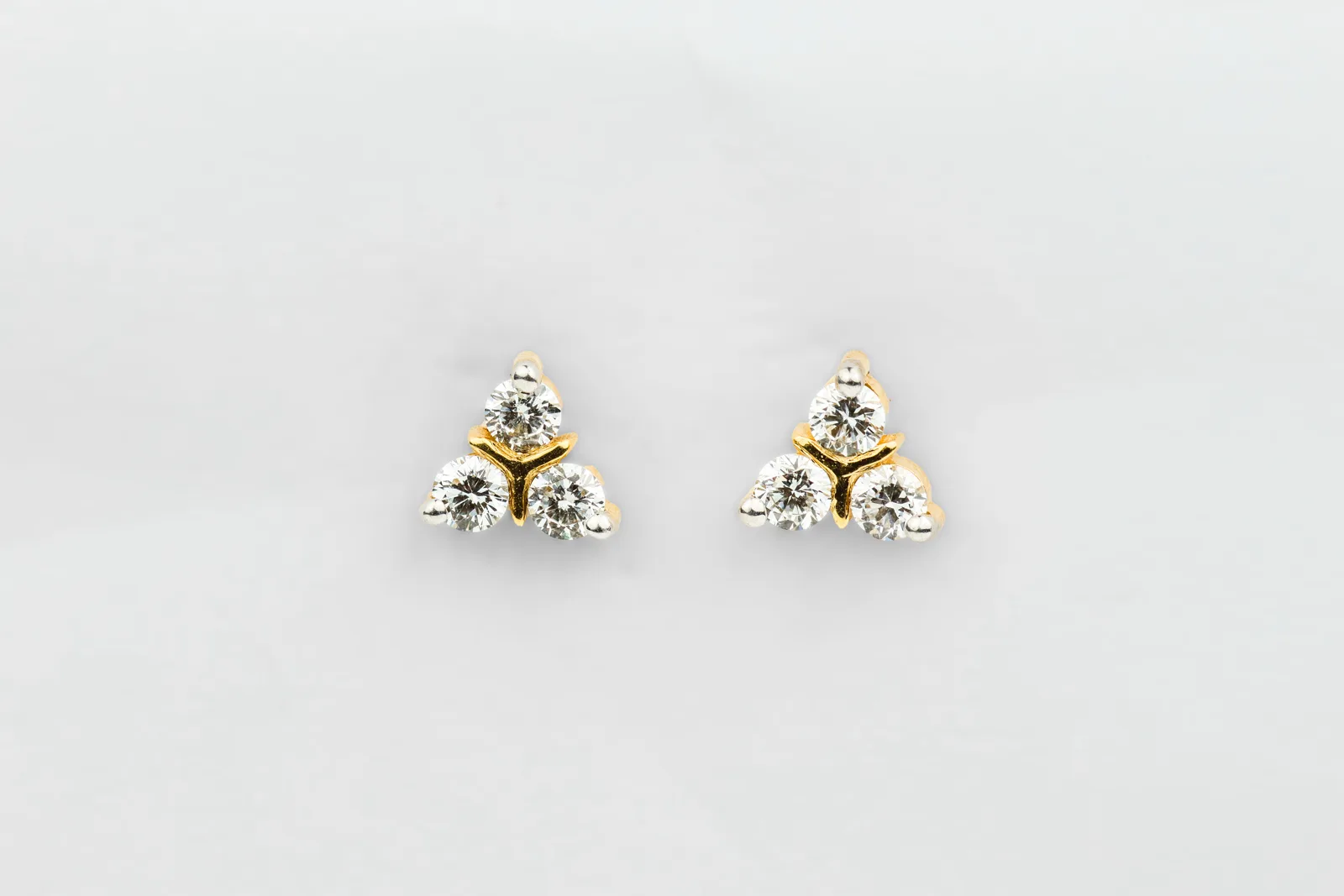 Lab Diamond Stud Trilogy Earrings in 9ct Yellow Gold