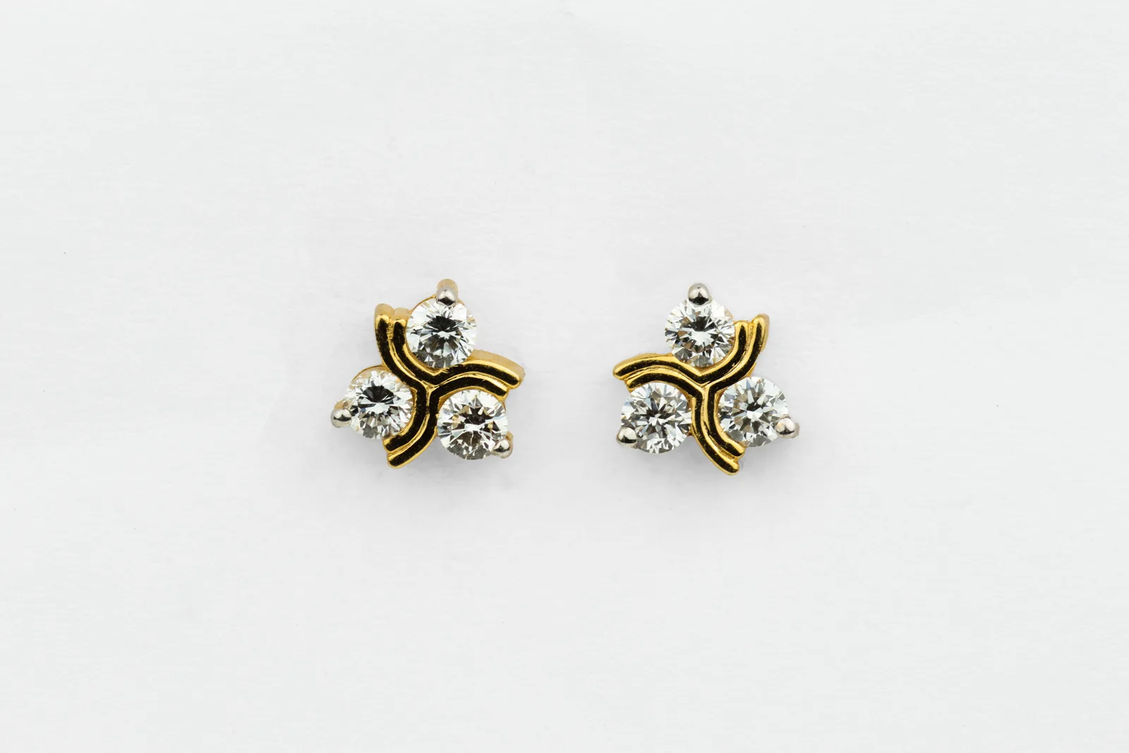 Lab Diamond Stud Trilogy Earrings in 9ct Yellow Gold