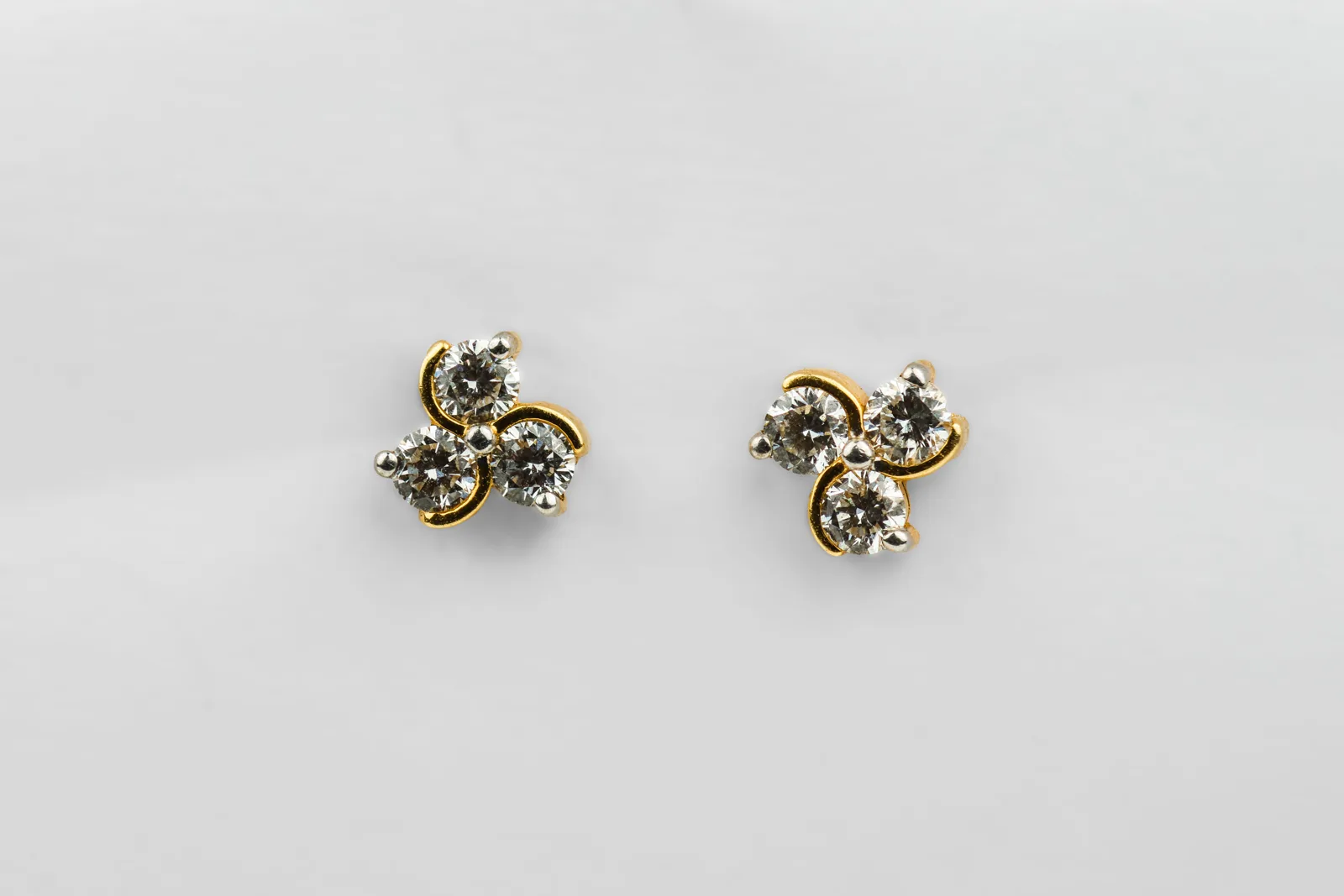 Lab Diamond Stud Trilogy Earrings in 9ct Yellow Gold