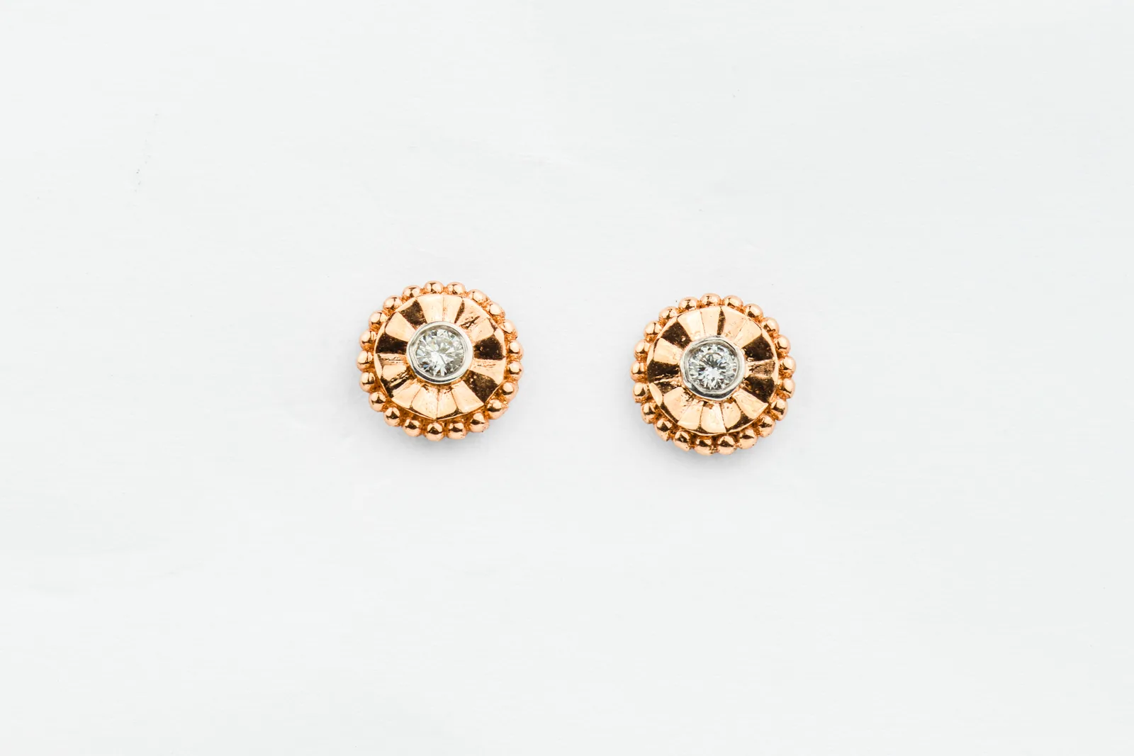 Lab Diamond Stud Contemporary Earrings in 9ct Rose Gold