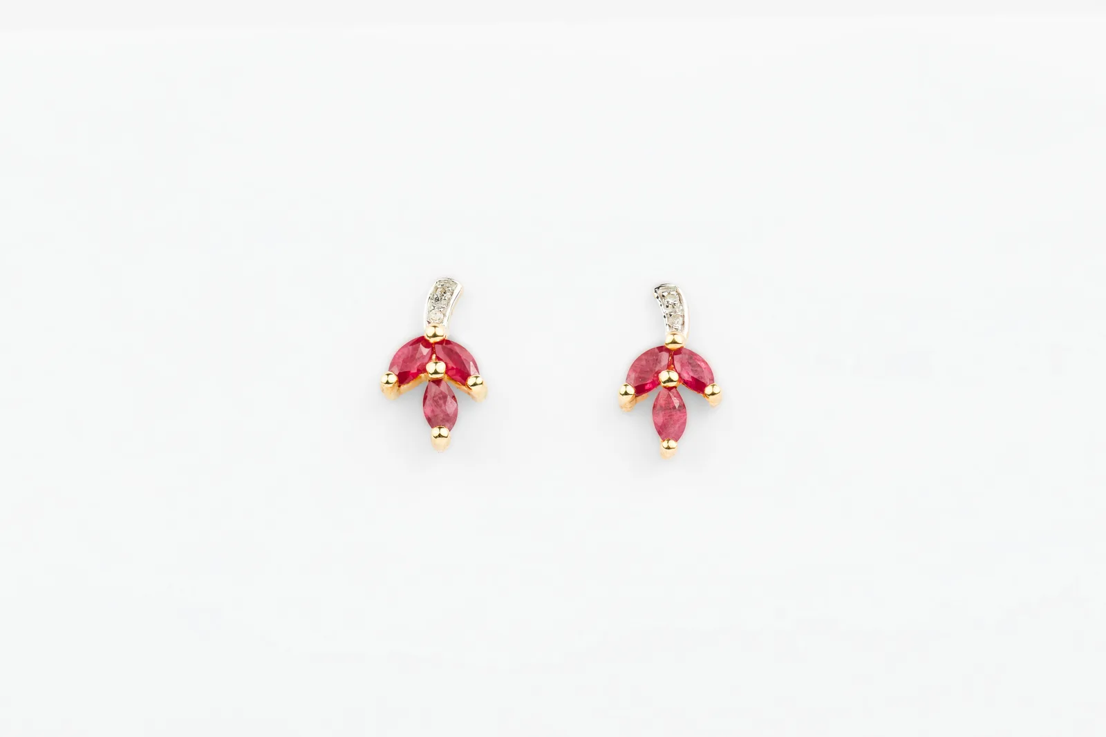 Ruby Stud Contemporary Earrings in 9ct Yellow Gold