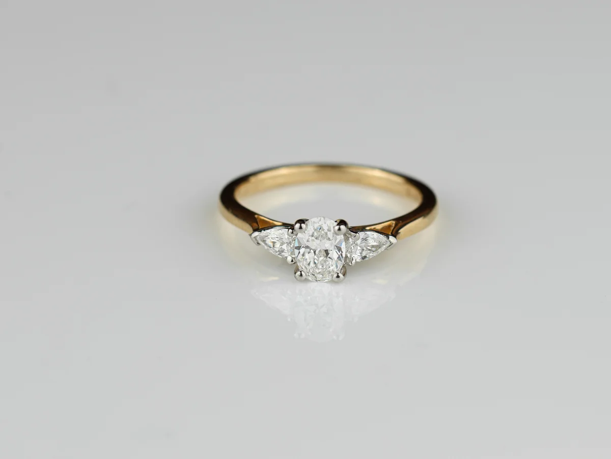 Diamond & Sapphire Shoulder Set Ring in Platinum