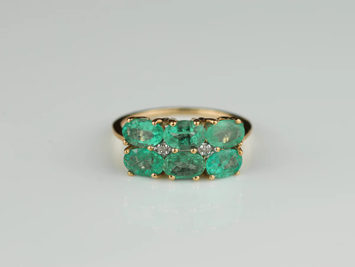 Emerald Half Eternity Ring in 9ct Yellow Gold