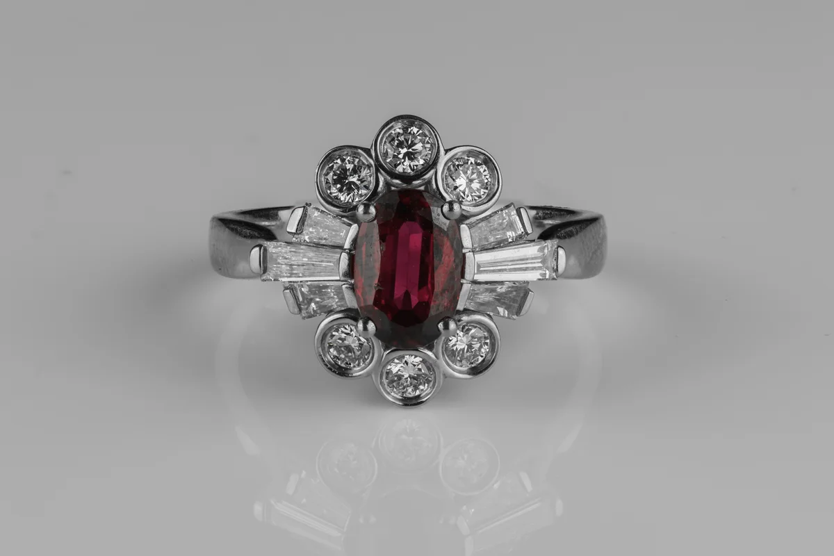 Ruby Halo Ring in Platinum