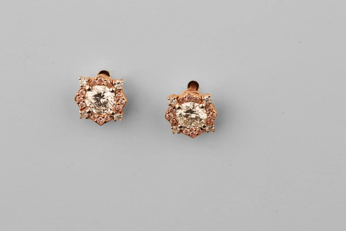Lab Diamond Halo Stud Earrings in 9ct Rose Gold