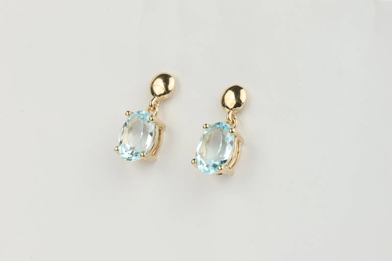 Blue Topaz Drop Earrings in 9ct Yellow Gold — view 3