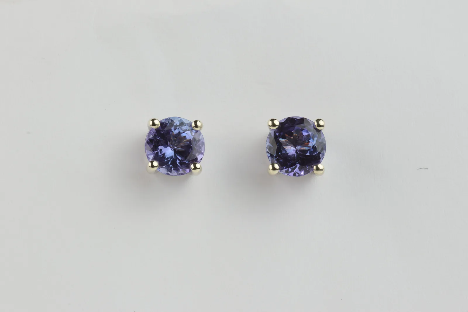 Tanzanite Solitaire Stud Earrings in 9ct White Gold