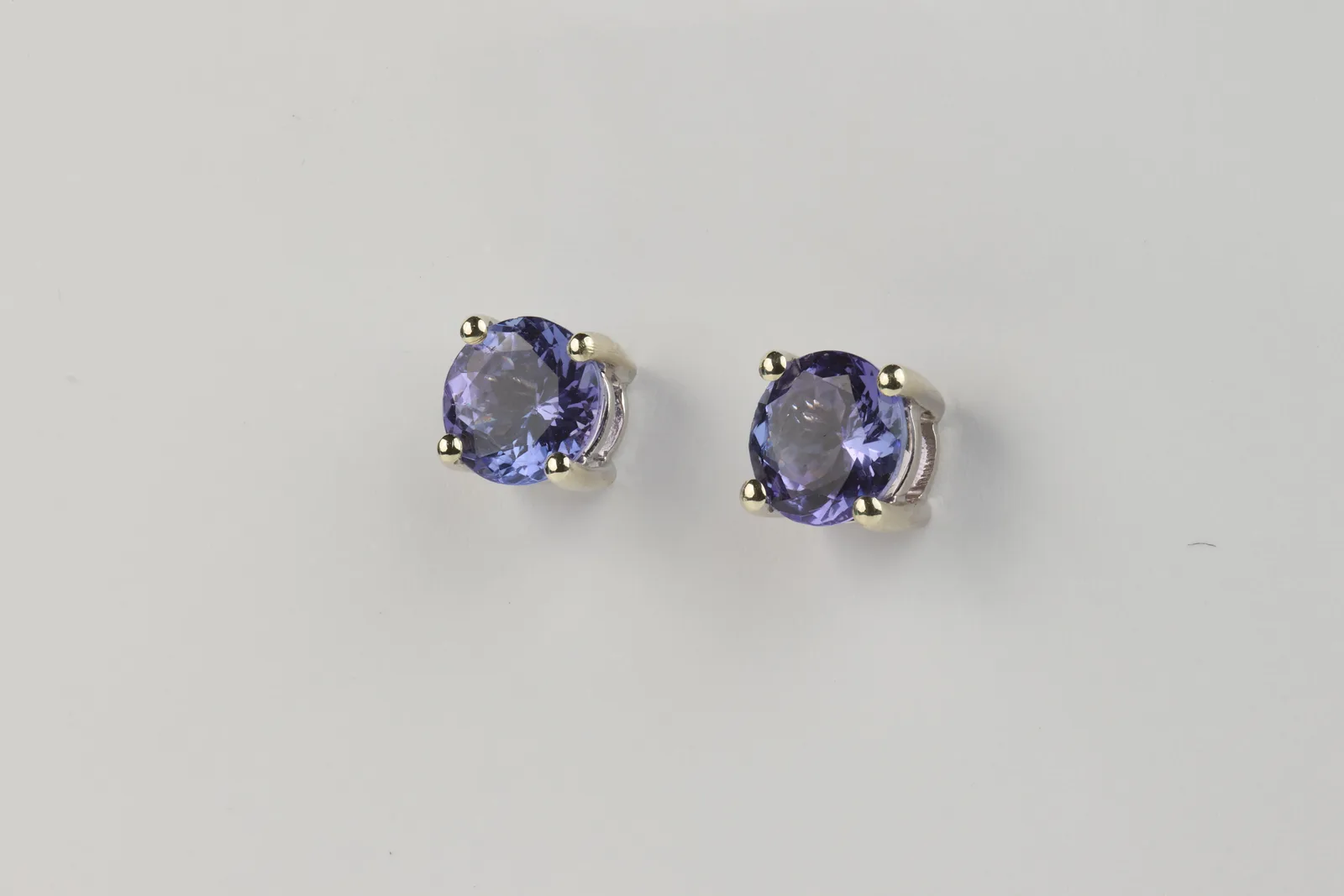 Tanzanite Solitaire Stud Earrings in 9ct White Gold — view 2