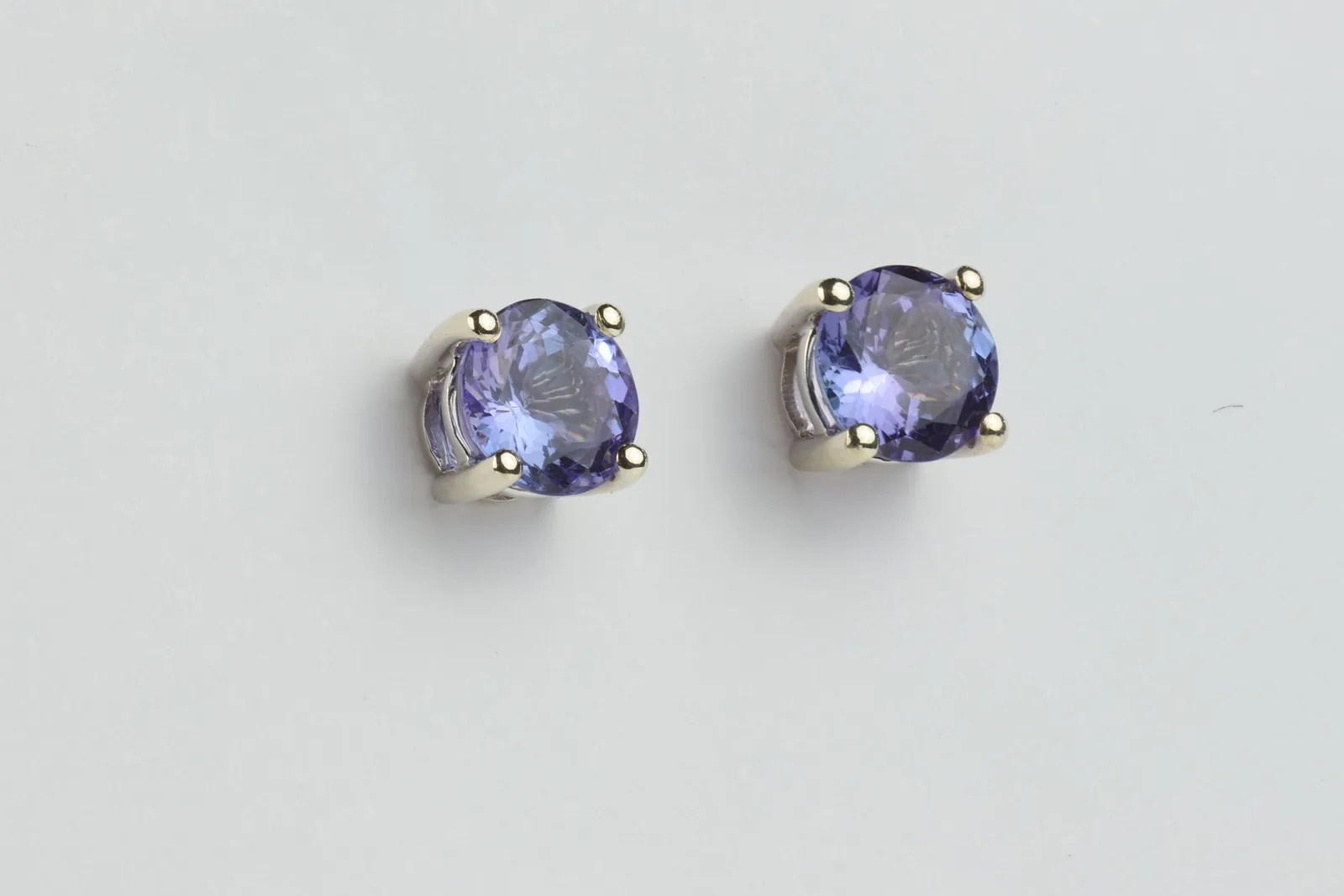 Tanzanite Solitaire Stud Earrings in 9ct White Gold — view 3