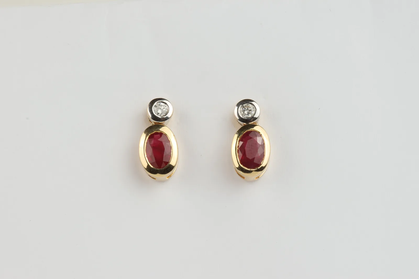 Ruby & Diamond Drop Earrings in 18ct Yellow Gold